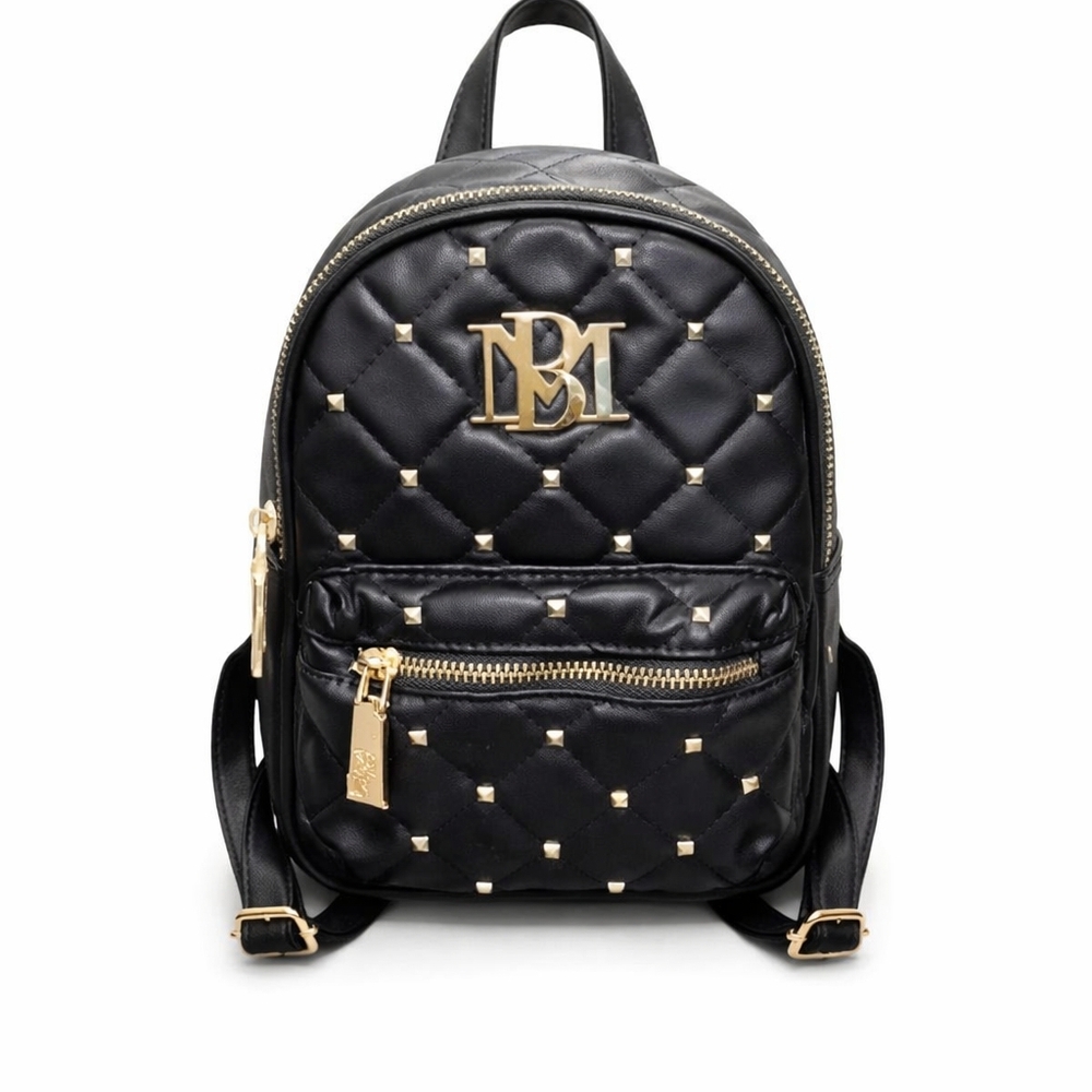 NWT Badgley Mischka Black Mini Backpack with Gold Studs - Picture 2 of 2